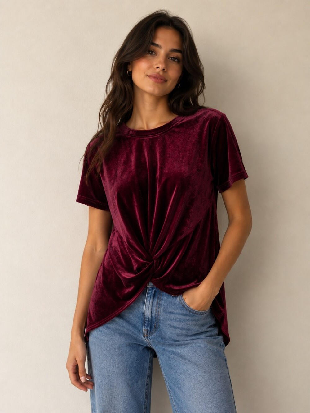 ⭐️ 3/$30 Velvet Top in Deep Burgundy